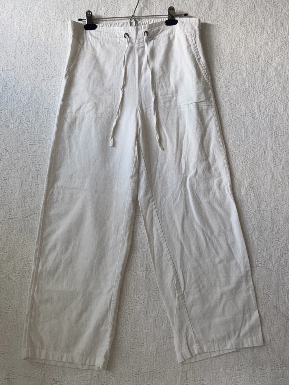 Westport  White Linen  Wide Leg Trouser Pants Women Size Small